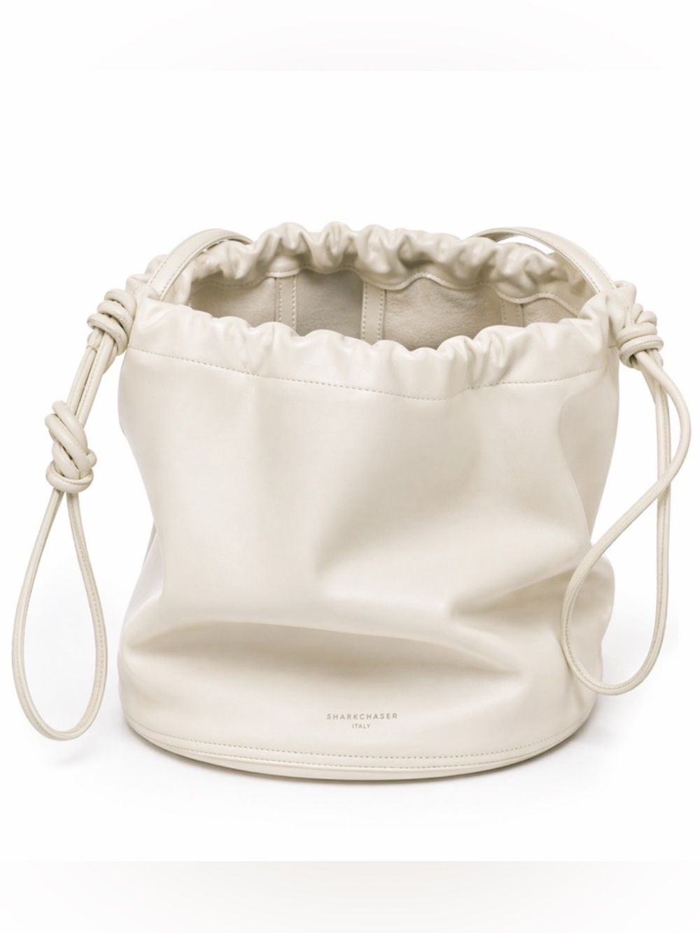 Cream/Ivory/Latte Italian Leather Bubble Bucket Bag Sharkchaser NYC Vintage